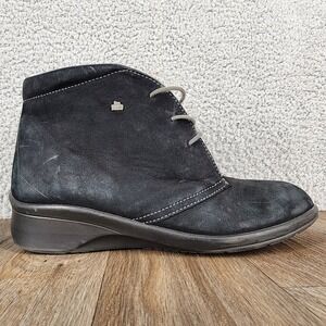 Finn Comfort Leather Ankle‎ Boots Lace Up Walking Black Womens Size 6.5 EU